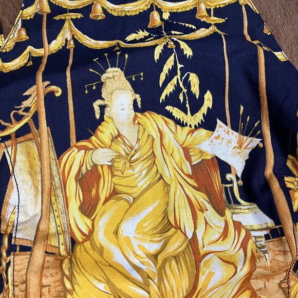 Mark E Toile Graphic Art Print Halter Mini Dress Navy Blue Cotton 2 4 Small XS - Picture 10 of 14